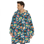 Colorful Sushi Pattern Print Hoodie Blanket