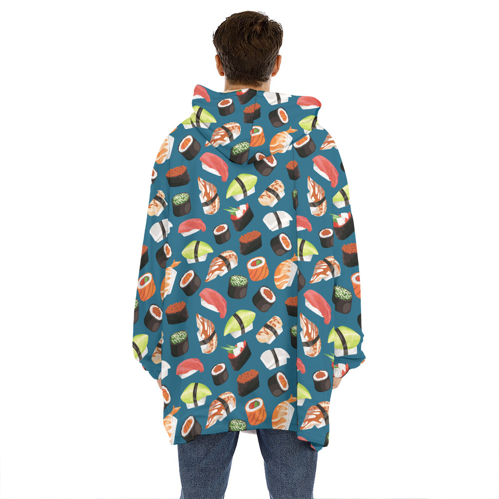 Colorful Sushi Pattern Print Hoodie Blanket