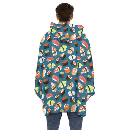 Colorful Sushi Pattern Print Hoodie Blanket
