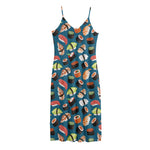 Colorful Sushi Pattern Print Jersey Midi Cami Dress