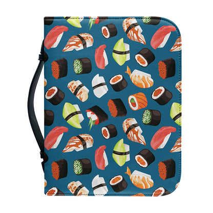 Colorful Sushi Pattern Print Leather Bible Cover