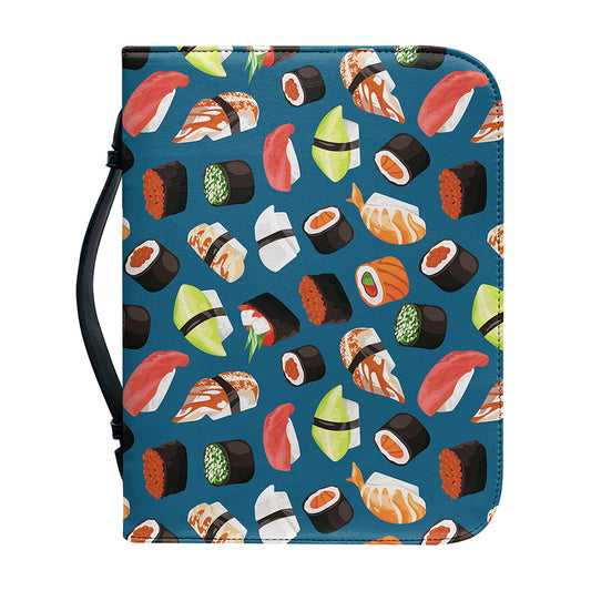 Colorful Sushi Pattern Print Leather Bible Cover