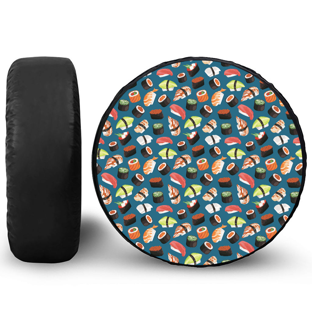 Colorful Sushi Pattern Print Leather Spare Tire Cover