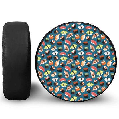 Colorful Sushi Pattern Print Leather Spare Tire Cover