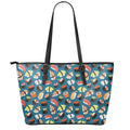 Colorful Sushi Pattern Print Leather Tote Bag With Zipper