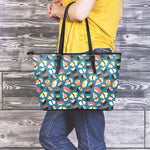 Colorful Sushi Pattern Print Leather Tote Bag