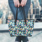 Colorful Sushi Pattern Print Leather Tote Bag