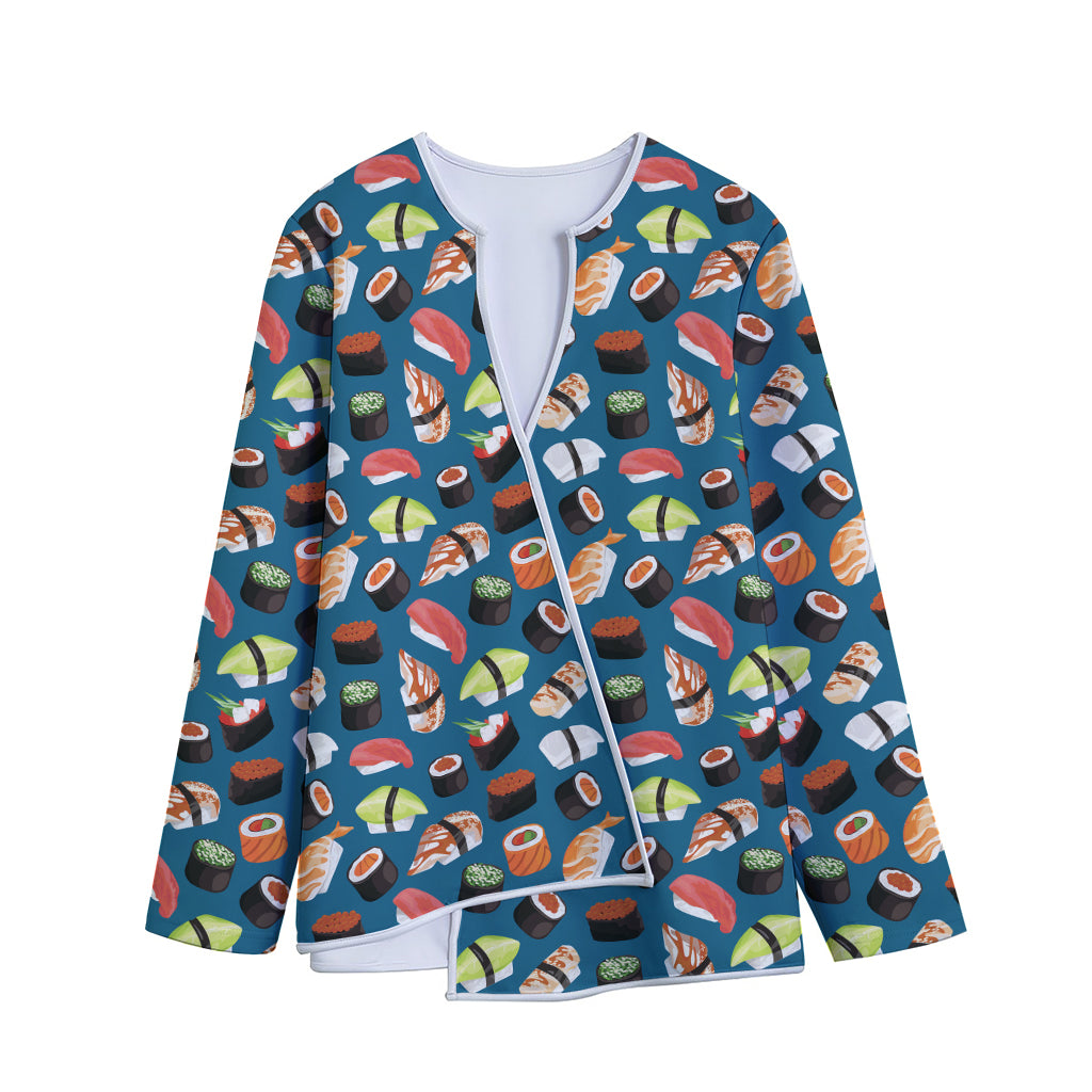 Colorful Sushi Pattern Print Long Sleeve Short Coat