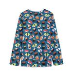 Colorful Sushi Pattern Print Long Sleeve Short Coat