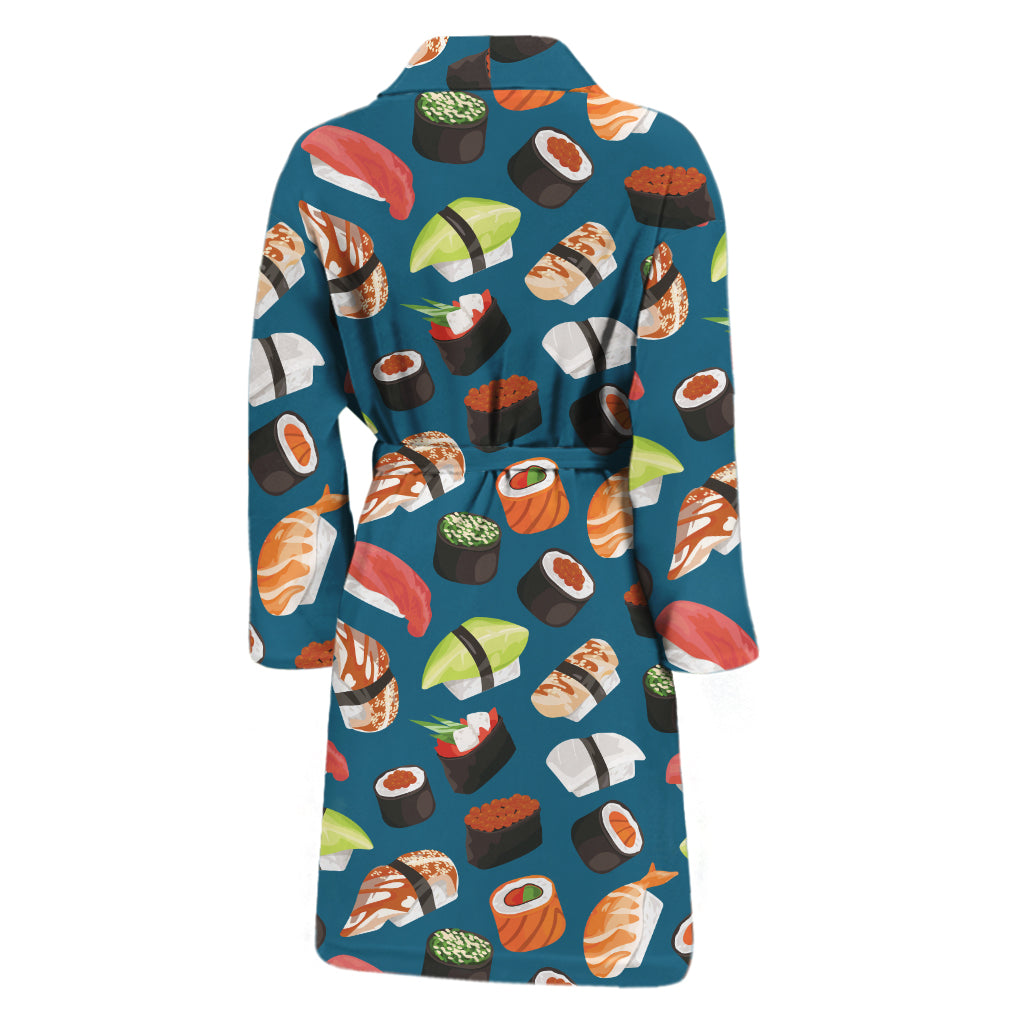 Colorful Sushi Pattern Print Men's Bathrobe