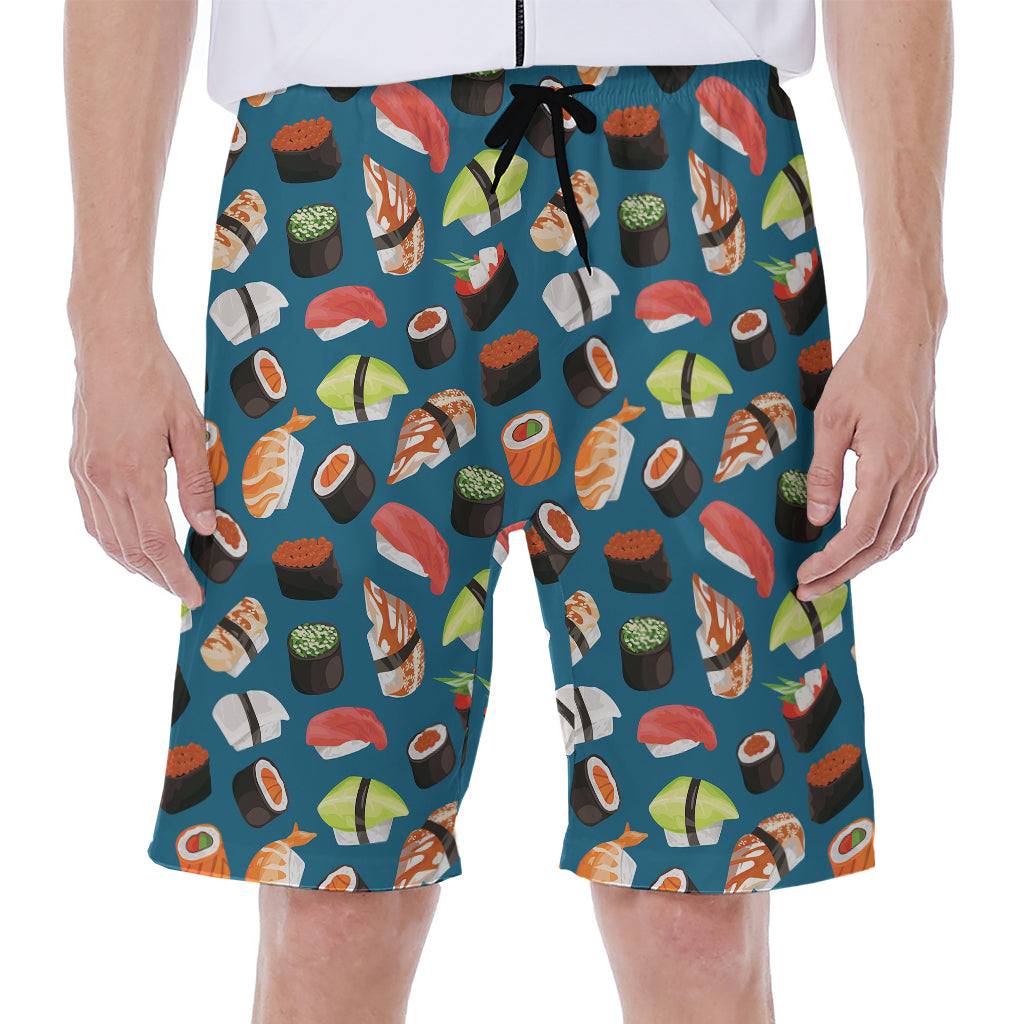 Colorful Sushi Pattern Print Men's Beach Shorts