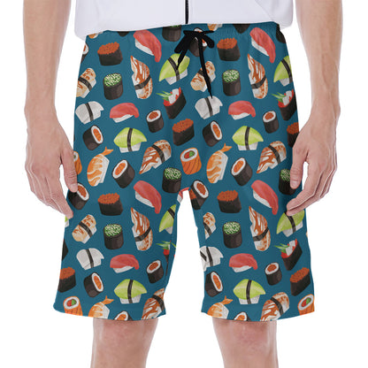 Colorful Sushi Pattern Print Men's Beach Shorts
