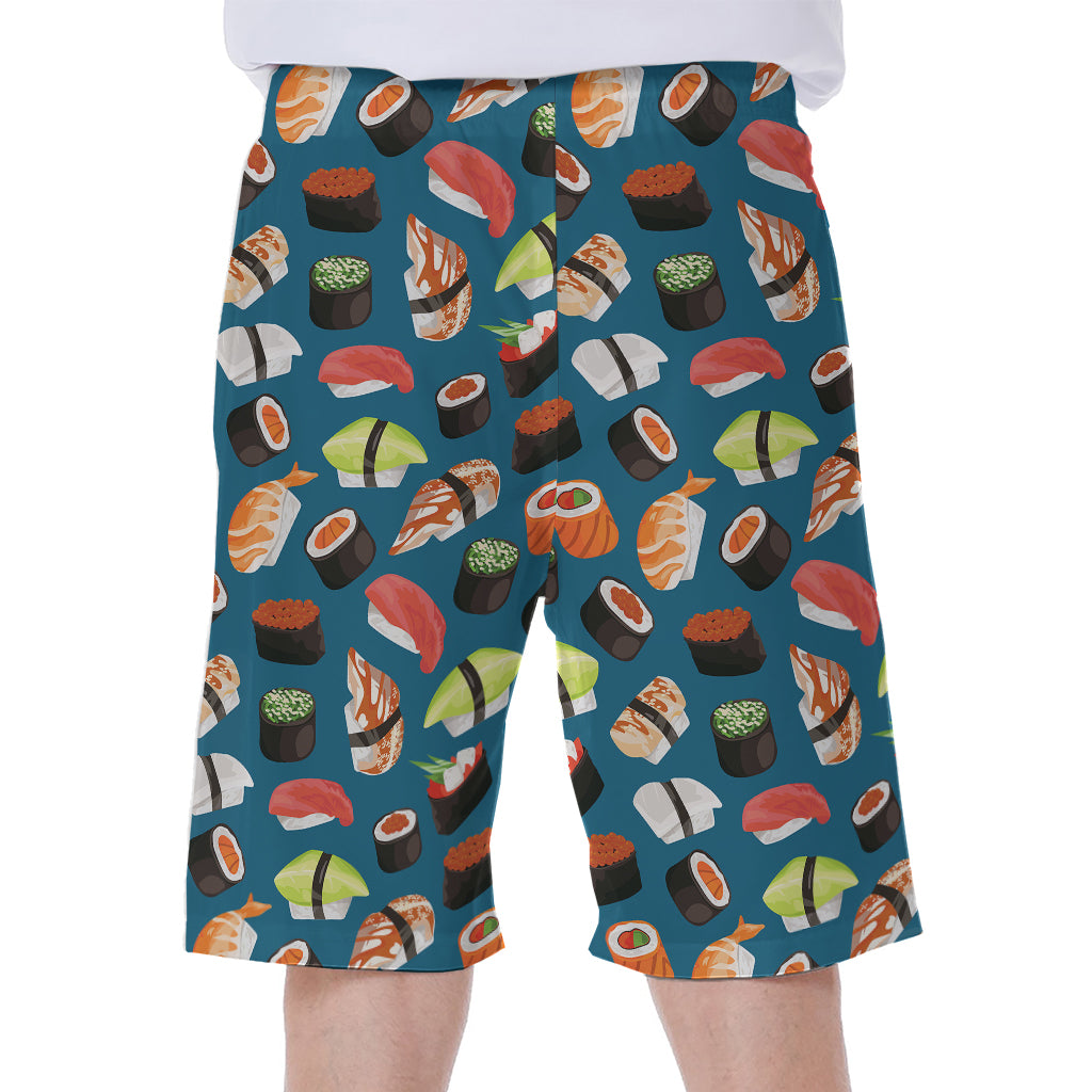 Colorful Sushi Pattern Print Men's Beach Shorts
