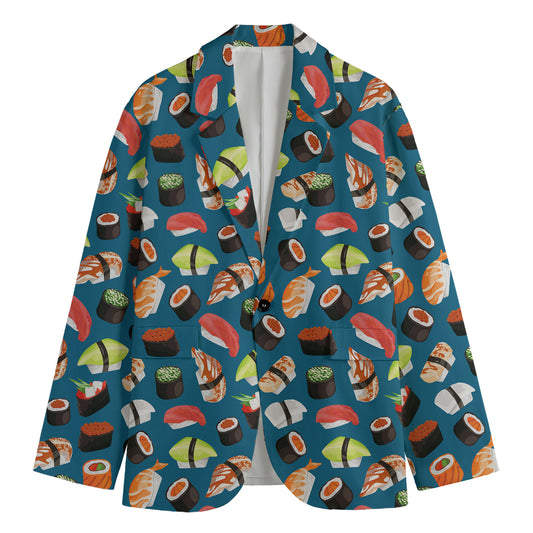 Colorful Sushi Pattern Print Men's Blazer