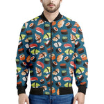 Colorful Sushi Pattern Print Men's Bomber Jacket