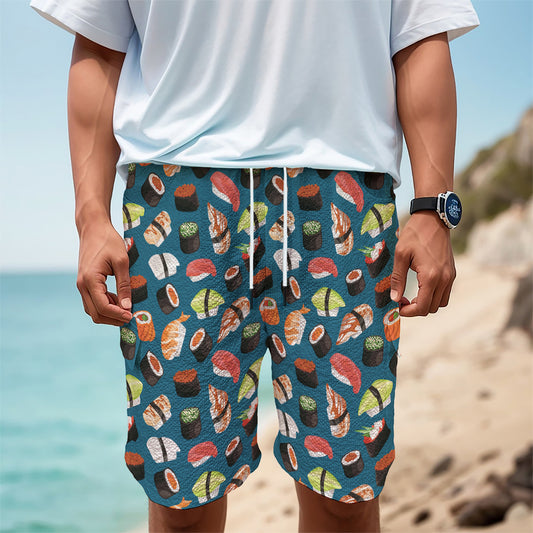 Colorful Sushi Pattern Print Men's Cargo Shorts