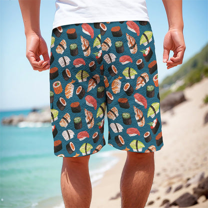 Colorful Sushi Pattern Print Men's Cargo Shorts
