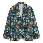 Colorful Sushi Pattern Print Men's Cotton Blazer