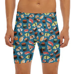 Colorful Sushi Pattern Print Men's Long Boxer Briefs
