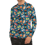 Colorful Sushi Pattern Print Men's Long Sleeve Rash Guard