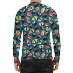 Colorful Sushi Pattern Print Men's Long Sleeve Rash Guard