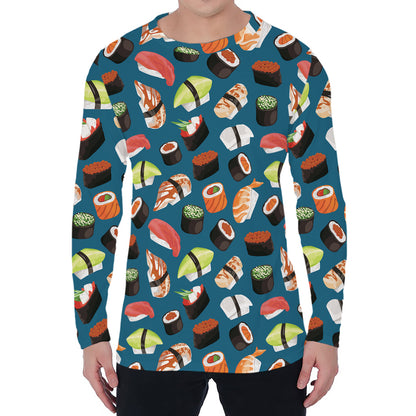 Colorful Sushi Pattern Print Men's Long Sleeve T-Shirt