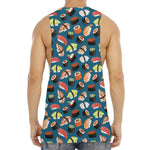 Colorful Sushi Pattern Print Men's Muscle Tank Top