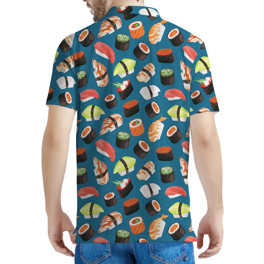 Colorful Sushi Pattern Print Men's Polo Shirt