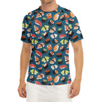 Colorful Sushi Pattern Print Men's Short Sleeve Rash Guard