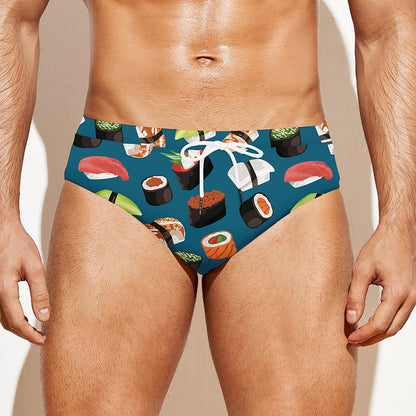 Colorful Sushi Pattern Print Men's Swim Briefs