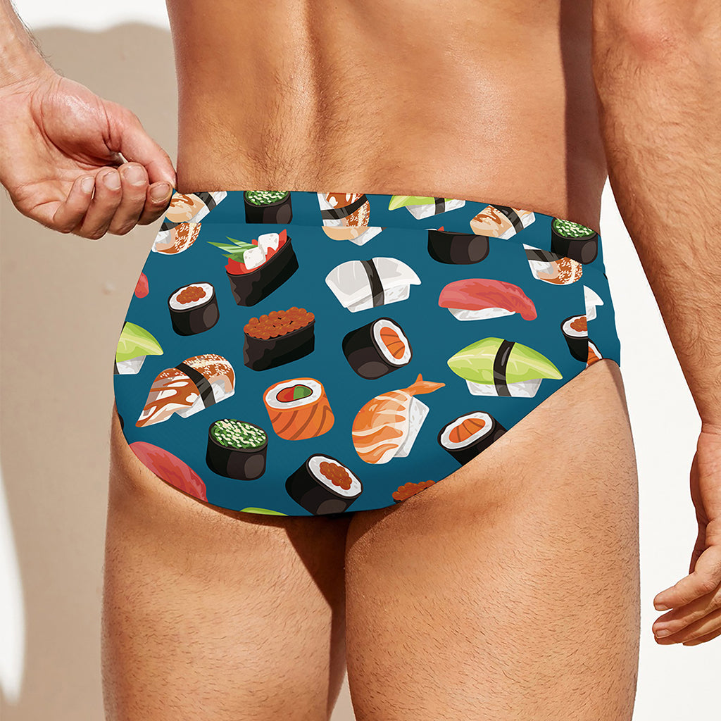 Colorful Sushi Pattern Print Men's Swim Briefs