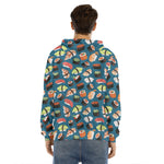 Colorful Sushi Pattern Print Men's Velvet Pullover Hoodie