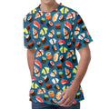 Colorful Sushi Pattern Print Men's Velvet T-Shirt