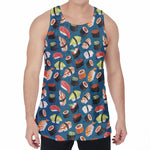 Colorful Sushi Pattern Print Men's Velvet Tank Top