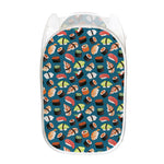 Colorful Sushi Pattern Print Mesh Laundry Hamper