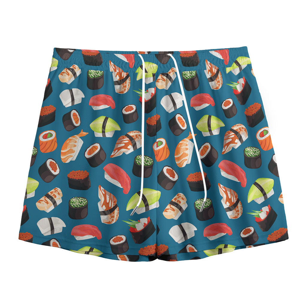 Colorful Sushi Pattern Print Mesh Shorts