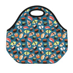 Colorful Sushi Pattern Print Neoprene Lunch Bag