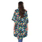 Colorful Sushi Pattern Print Open Front Beach Cover Up