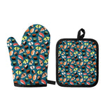 Colorful Sushi Pattern Print Oven Mitt And Pot Holder Set