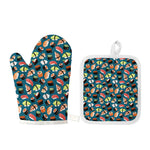 Colorful Sushi Pattern Print Oven Mitt And Pot Holder Set