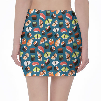 Colorful Sushi Pattern Print Pencil Mini Skirt