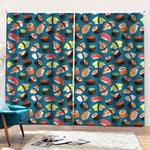 Colorful Sushi Pattern Print Pencil Pleat Curtains