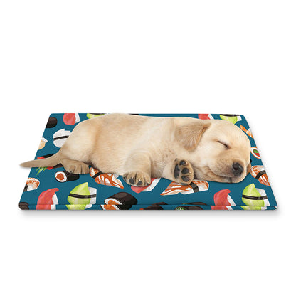 Colorful Sushi Pattern Print Pet Cooling Mat Cover