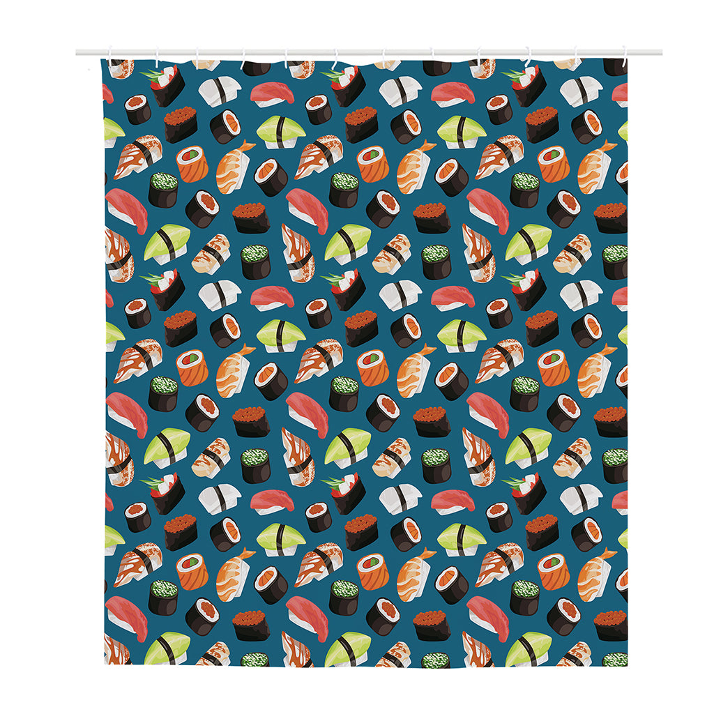 Colorful Sushi Pattern Print Polyester Shower Curtain