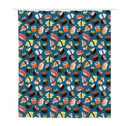 Colorful Sushi Pattern Print Polyester Shower Curtain