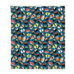 Colorful Sushi Pattern Print Polyester Shower Curtain