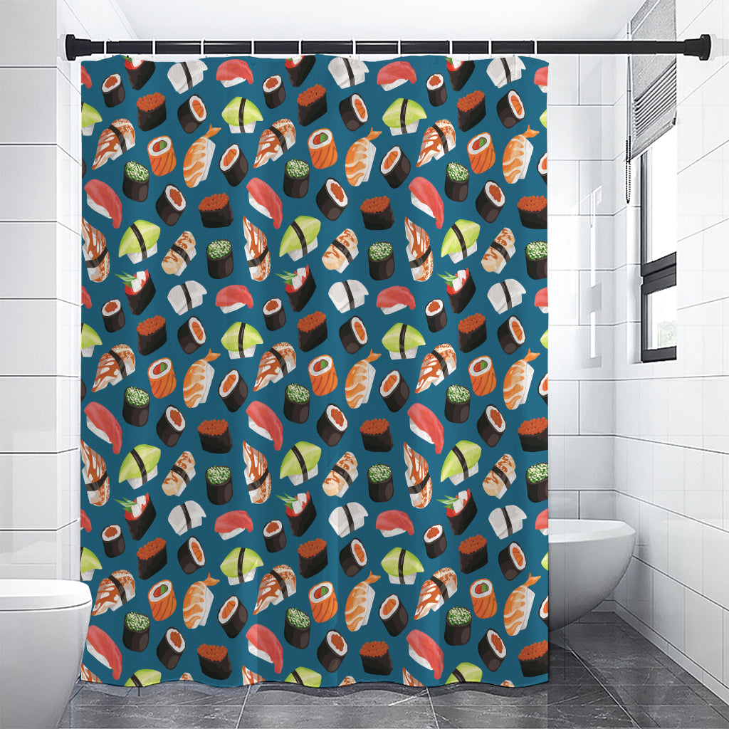 Colorful Sushi Pattern Print Premium Shower Curtain