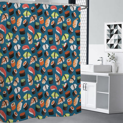 Colorful Sushi Pattern Print Premium Shower Curtain