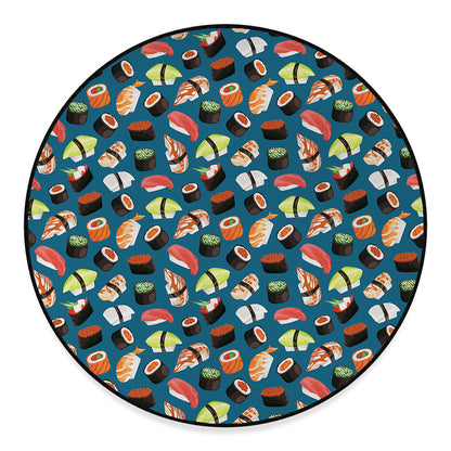 Colorful Sushi Pattern Print Round Floor Mat