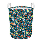 Colorful Sushi Pattern Print Round Laundry Basket